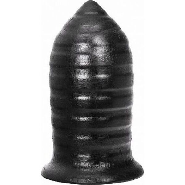 Plug anal All Black AB85 Thrill, preto e com a superfície canelada