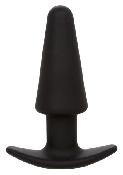 Plug anal vibratório CalExotics Rock Bottom Tapered Probe, de silicone preto e forma cónica