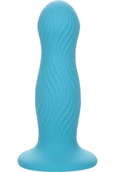 Plug anal CalExotics Wave Rider Swell azul, com textura ondulada e base com ventosa