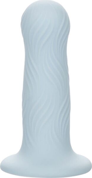 Plug anal CalExotics Wave Rider Foam azul, de silicone com textura ondulada e base de ventosa
