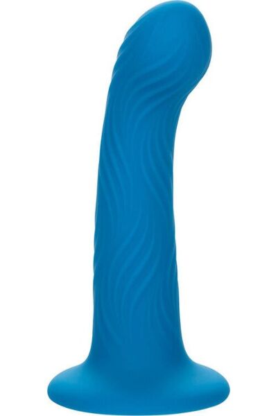 Plug anal CalExotics Wave Rider Ripple azul, com textura ondulada e base com ventosa