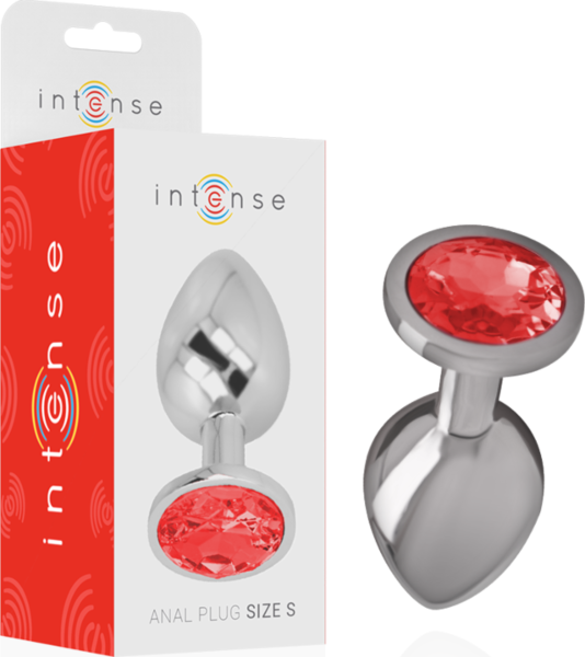 Plug anal Intense com joia redonda, de metal com uma pedra brilhante