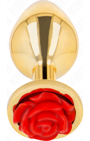 Plug anal Kink Rosa Roja de aço inoxidável, com a rosa vermelha na base