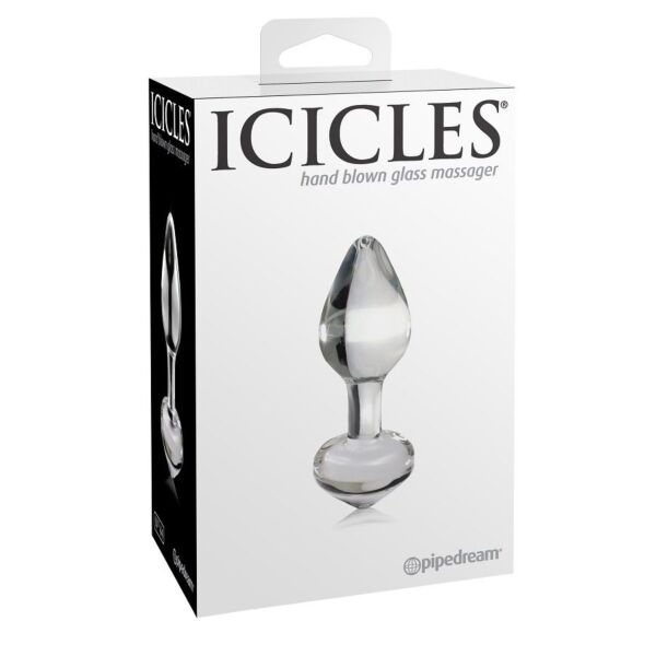 Plug anal de vidro Icicles N. 44 da Pipedream, com ponta cónica e anel na base