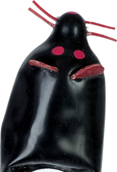 Preservativo de brincadeira Condomerie Rato Preto XL pintado à mão