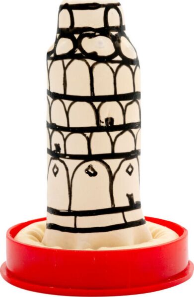Preservativo decorativo Condomerie Pisa Tower com o design da Torre de Pisa