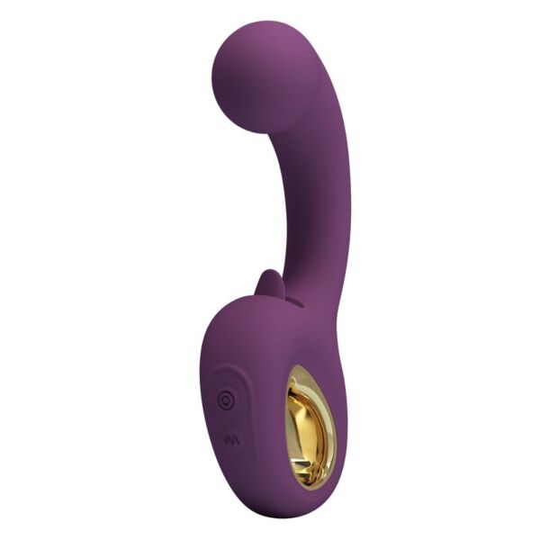 Vibrador de dupla estimulação Pretty Love Brynnlee na cor roxa, com a sua língua externa