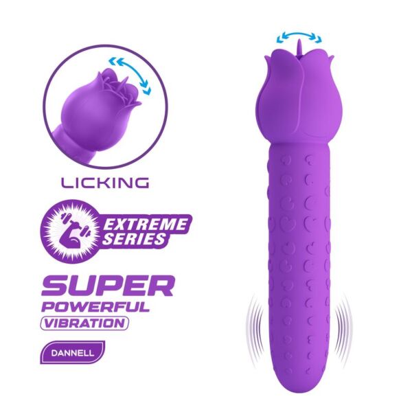 Vibrador de clitóris Pretty Love Dannell de cor roxa, com a sua cabeça em forma de flor