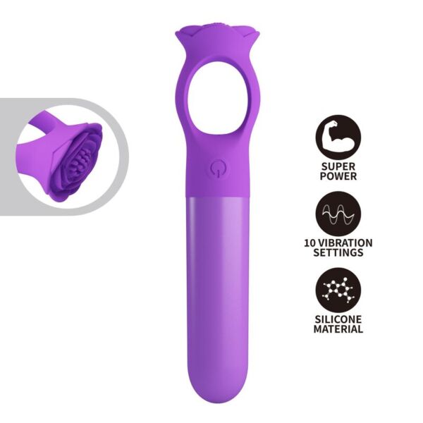Mini vibrador Giana de cor roxa, com a sua argola de pega
