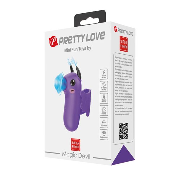 Estimulador de dedo Pretty Love Magic Devil, roxo e com forma de diabinho