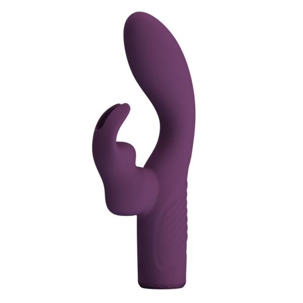 Vibrador rabbit Pretty Love Olivia de silicone roxo, com o braço para o clitóris