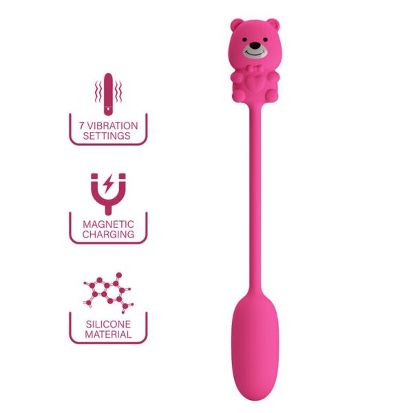 Ovo vibratório Pretty Love Olson rosa, com o seu comando com fio em forma de urso
