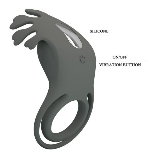 Anel peniano Pretty Love Master Ring preto, com o seu estimulador superior de pontas flexíveis