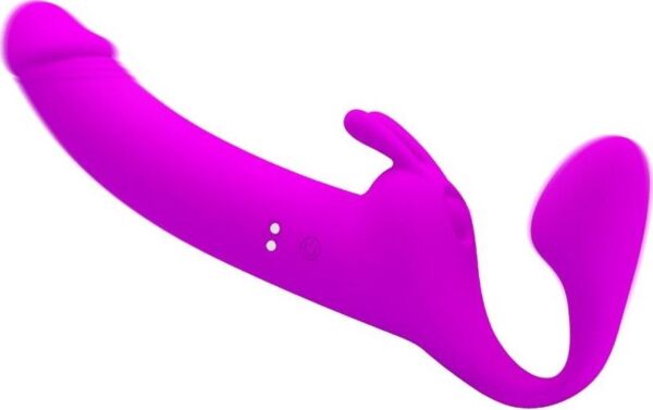 Strap-on sem arnês Pretty Love BI-040171, de silicone, com duas pontas vibratórias