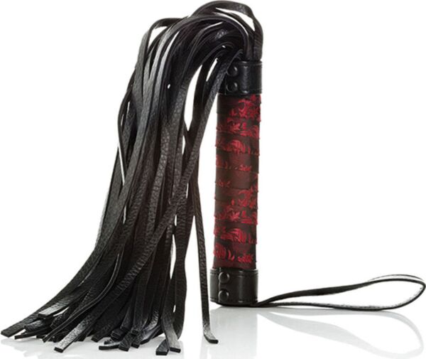 Chicote de tiras CalExotics Scandal Flogger, em vermelho e preto