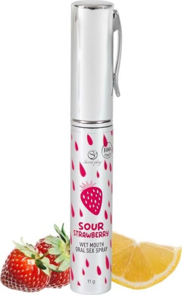 Spray para sexo oral Secret Play nos sabores morango ácido e menta refrescante