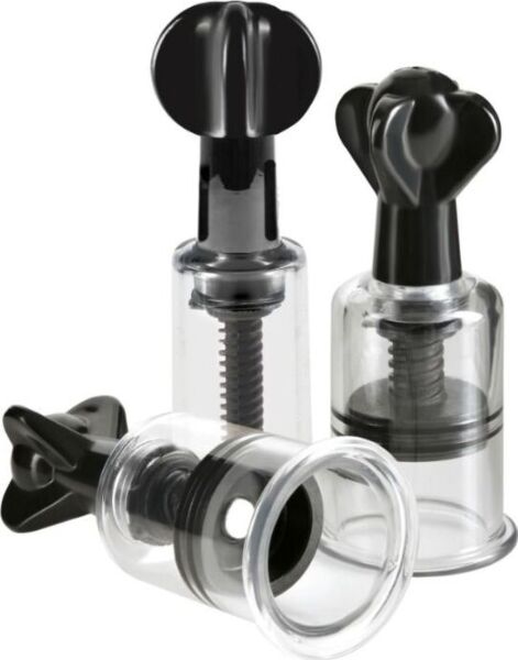 Conjunto Pipedream Super Suckers Trio com cilindros transparentes para mamilos e clitóris