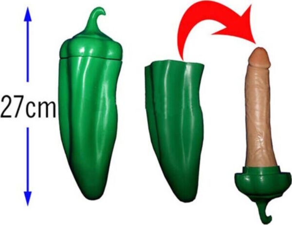 Diablo Picante Penis Green Pepper, pimento verde de plástico com surpresa em forma de pénis