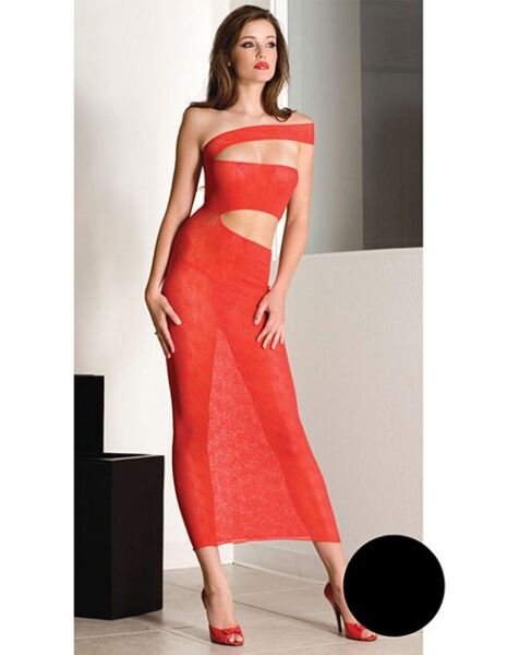 Vestido longo Music Legs preto com decote