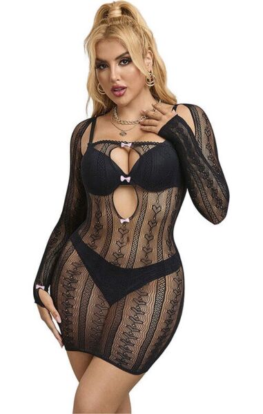 Vestido de rede Subblime de manga comprida e corte curto