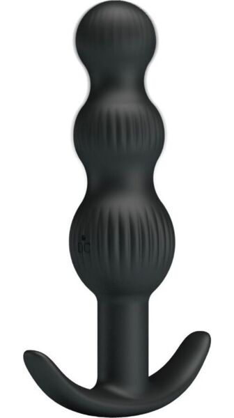 Vibrador anal Pretty Love BI-040173 em silicone, com contas alongadas de tamanho crescente e base