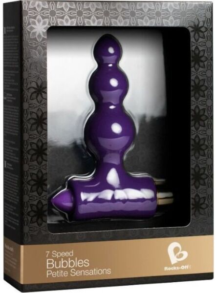 Vibrador anal Rocks-Off Petite Bubbles lilás com corpo ondulado e base em T