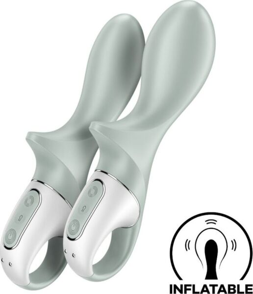 Vibrador anal insuflável Satisfyer Air Pump Booty 3 na cor verde, com o respetivo anel de fixação