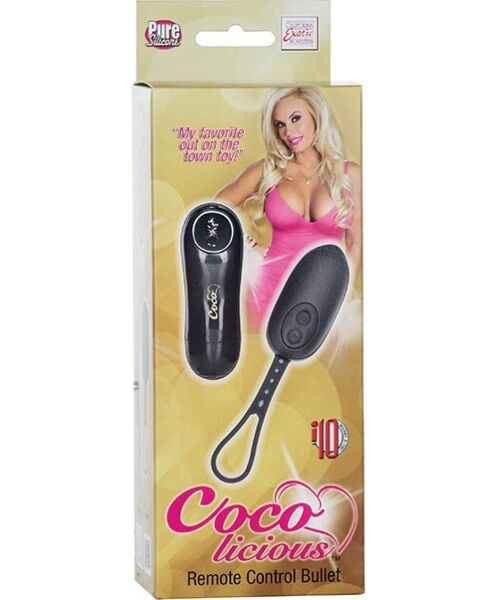 Bala vibratória Calexotics Coco Licious Remote Control em preto, com o seu comando à distância