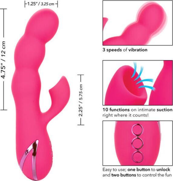 Vibrador rabbit CalExotics Oceanside Orgasm, da coleção California Dreaming, em rosa