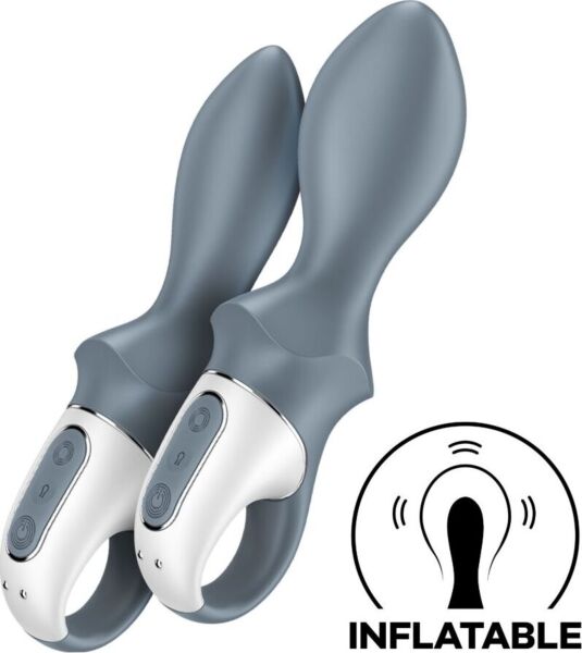 Vibrador anal insuflável Satisfyer Air Pump Booty 1 em cor cinzenta, com o respetivo anel de retenção