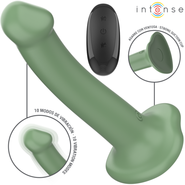 Vibrador Intense Becca de cor verde, com ventosa e controlo remoto