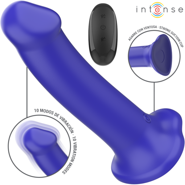 Vibrador Intense Victoria azul-escuro com base de ventosa