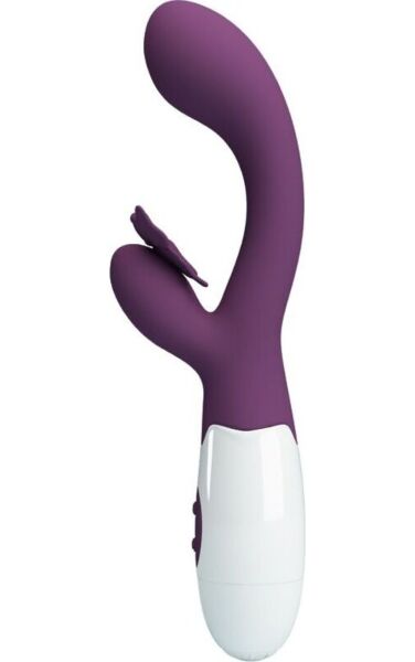 Vibrador rabbit Pretty Love Butterfly Kiss roxo com braço em forma de borboleta para o clitóris