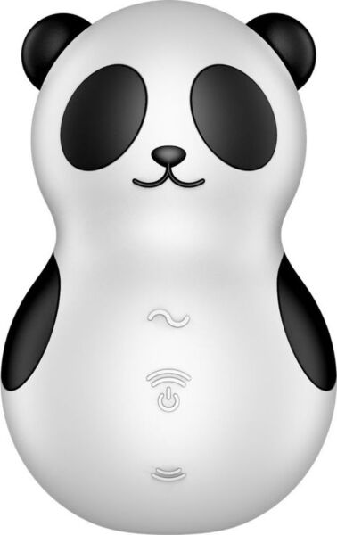 Estimulador de clitóris por sucção e vibrador Satisfyer Pocket Panda em branco e preto