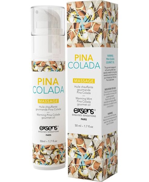 Óleo de massagem Exsens Warming Gourmet, em monodose de 3 ml e em frasco de 50 ml