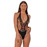 Teddy Lace Deep V com Laço