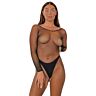 Bodystocking Lace Crotchless Manga Longa