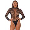 Body Lace com Decote Alto e Recortes Ousados