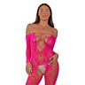 Bodystocking Lace Up Crotchless com abertura