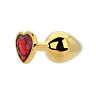 Butt Plug Toosh Heart Shaped Gold com Pedra Vermelha