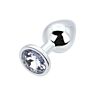 Butt Plug Toosh Metal Clear Stone com base enjoada Plata