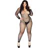 Bodystocking Leg Avenue em rede cristalizada 1X-2X