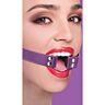 gag Ouch com cintos de couro roxo