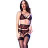 Conjunto de Lingerie Chilirose CR 4883 com Liguero e Meias