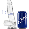 Dildo X RAY Clear 18.5 cm com ventosa e textura suave
