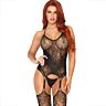 Bodystocking Leg Avenue Halter com Encaje Sem Costuras