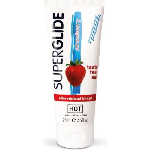 Lubrificante Comestível HOT Superglide 75ml Sabor a Fresa