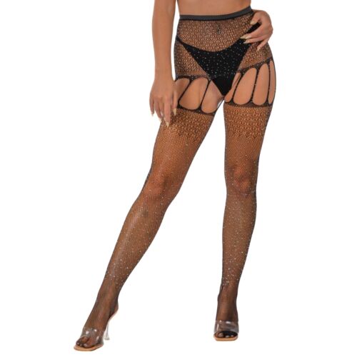 Meia Calça Suspensória Lace by LJ com Rhinestones