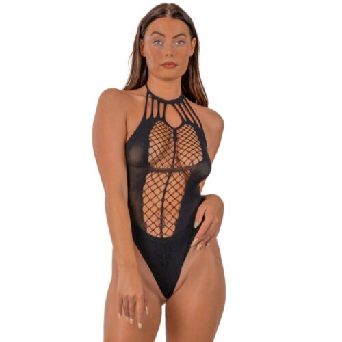 Teddy Lace Strappy Halter com padrão recortado sedutor