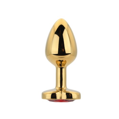 Plug Anal Toosh Heart Shaped Gold Small com Pedra Vermelha